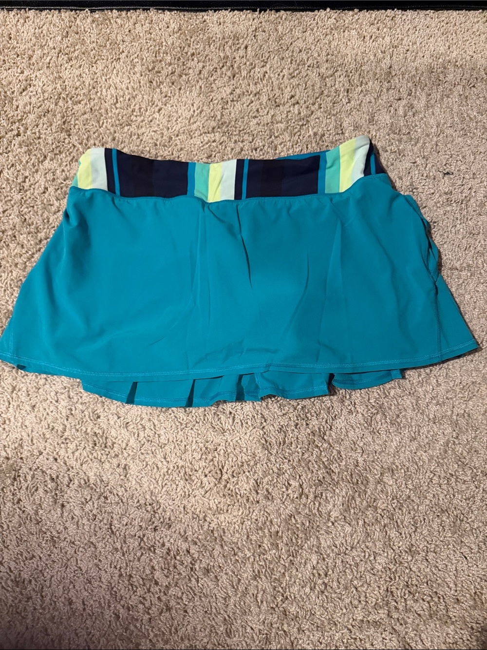 Lululemon Teal Pleated Athletic Skirt with Striped Waistband
